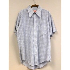 Vintage Manhattan  Manknit Mens Shirt 161/2-35 Mens Polyester Shirt Short Sleeve
